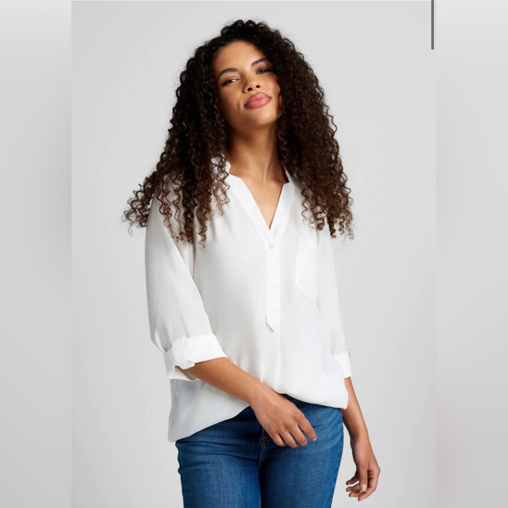 ModCloth NWT Women's‎ Pam Breeze-ly Long Sleeve Tunic in Ivory